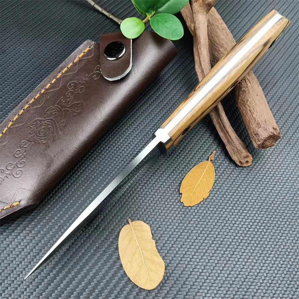 Нож HUAAO С Фиксированным Лезвием Из Нержавеющей Стали Atlas И Деревянной Ручкой 5c13Mov