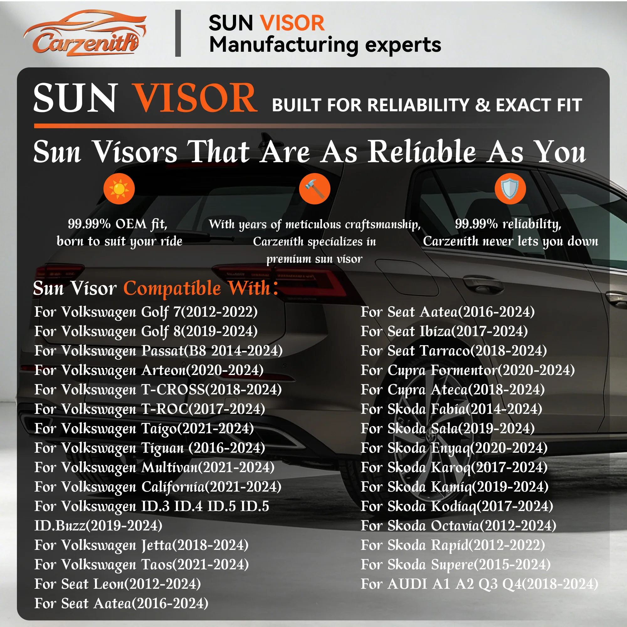 Фото Солнцезащитный козырек для VW Touran 5T1, Multivan T7, T-Cross, T-Roc, Taigo, Taos, Arteon Shooting Brake, Cupra Formentor, Ateca, California T7, ID.5 №2
