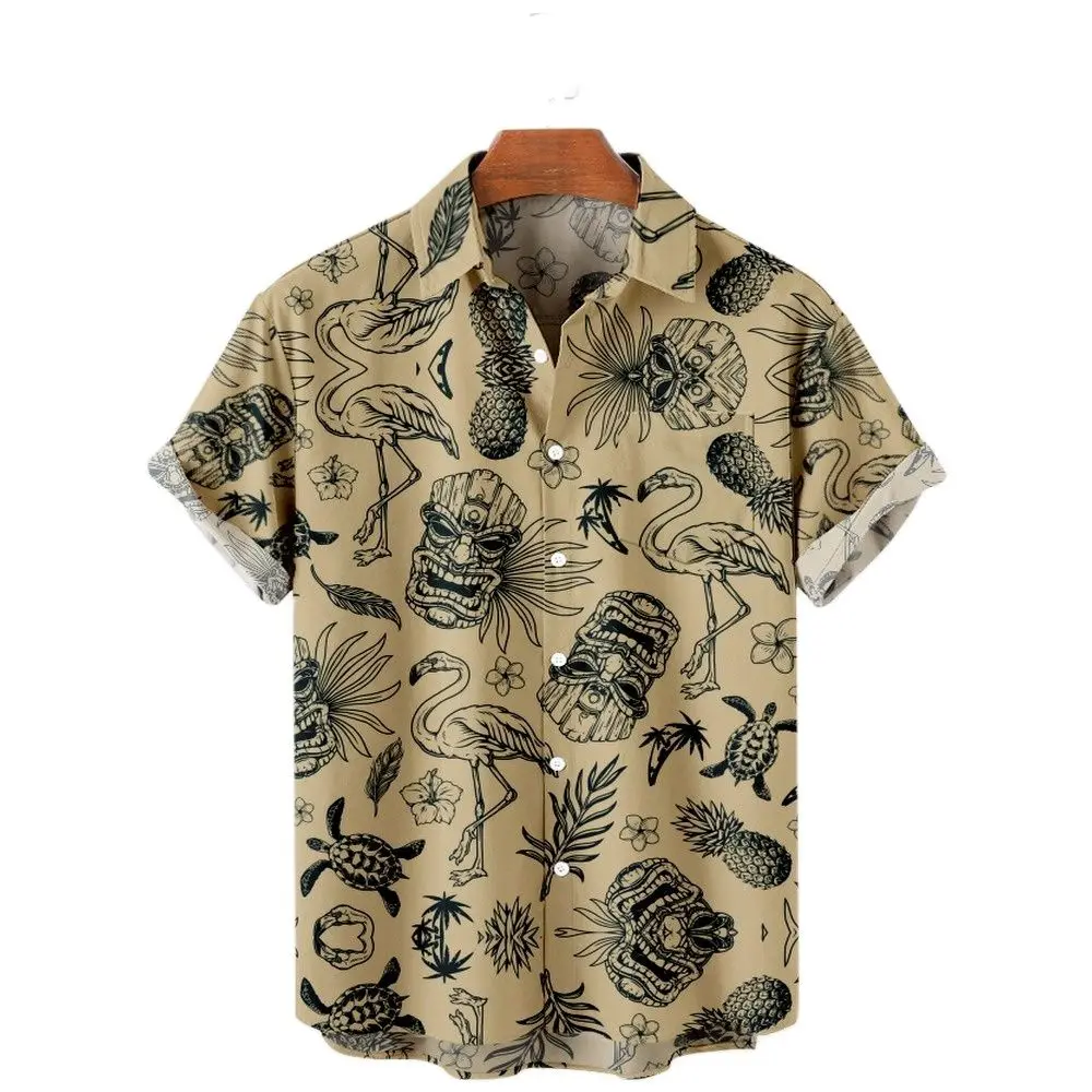 

2022 Loose Breathable Summer Hawaiian Shirt Men's Shirt Casual Loose Short Sleeve Mayan Civilization Totem 3d Printing Shirt Men