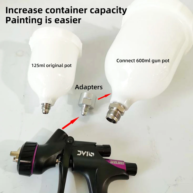 Переходник DEVILIBISS от 125 до 600 мл для автомобильного распылителя краски с M10 M14