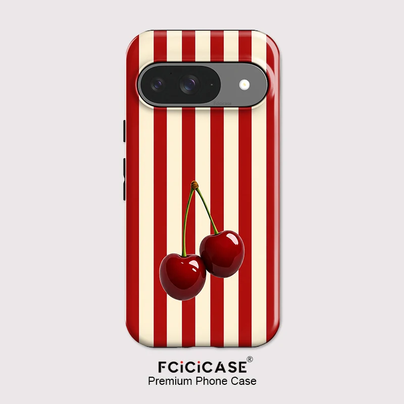 Фото Чехол для телефона Fcicicase с узором в виде вишневых полосок для Google Pixel 10A 9 10 Pro 9 10 Pro XL 8 8A 7A, противоударный матовый акриловый чехол №1