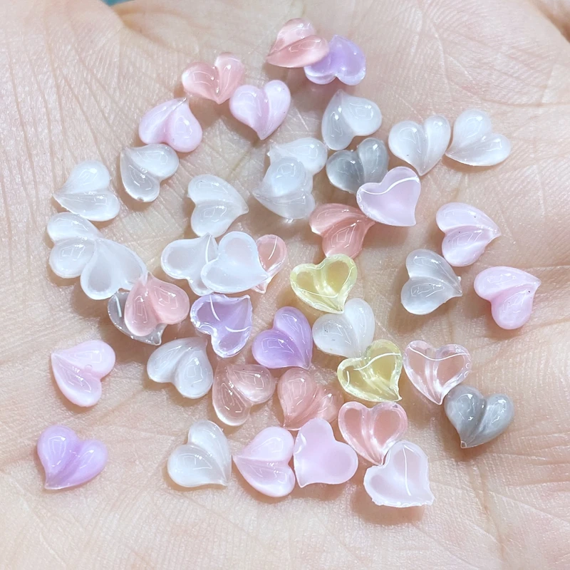 

100pcs Cute 3D Cute Mini Heart Shape Resin Ornaments Rhinestones For Jewelry DIY Nail Art Jewelry Making Hairwear Accessories