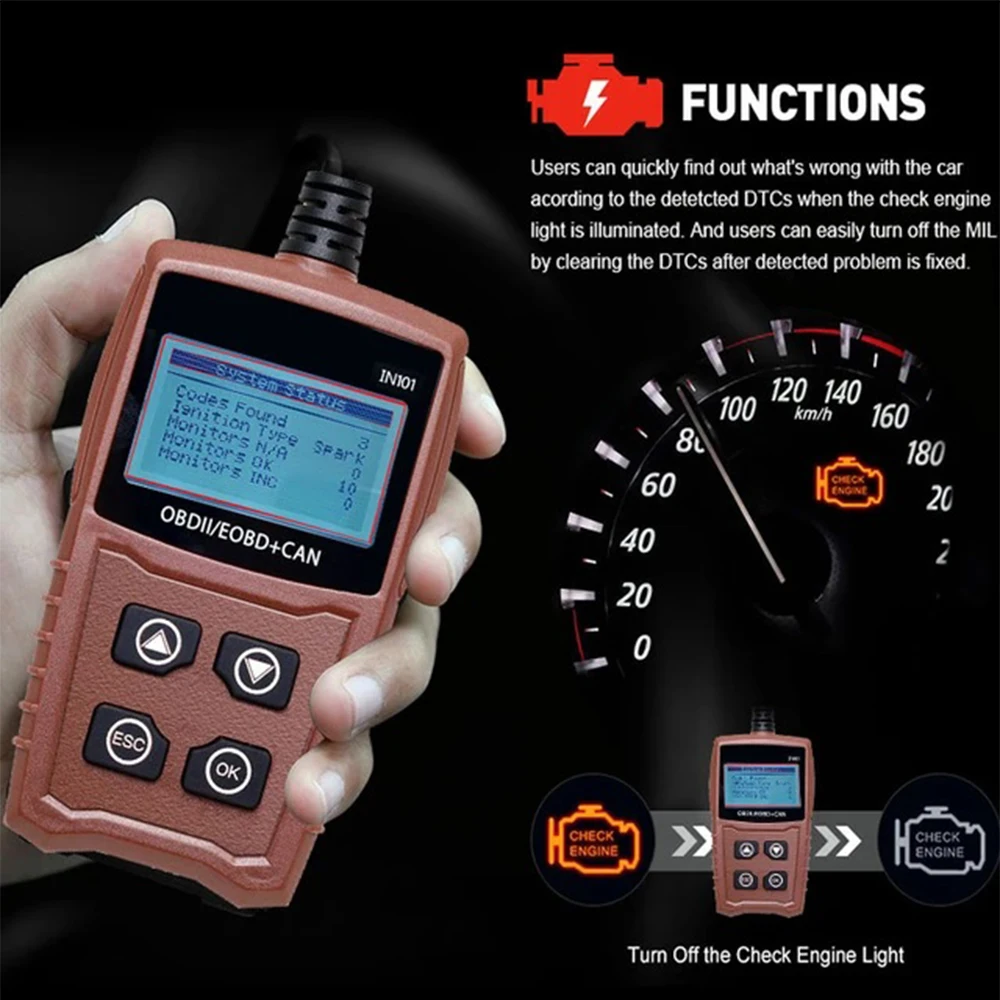 НОВЫЙ автомобильный диагностический инструмент IN101 считыватель кодов для