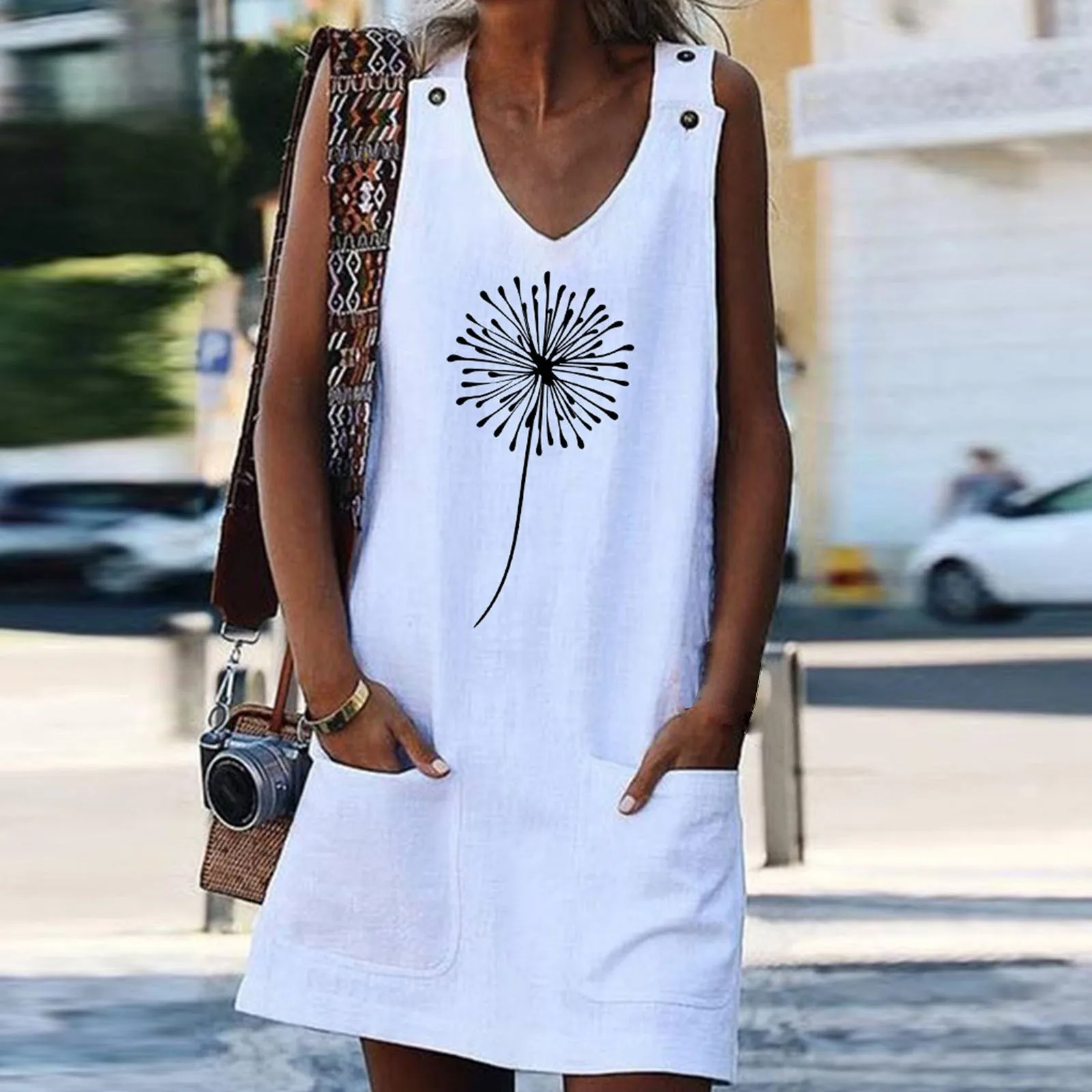 

And Short Dresses for Women Women's Dandelion Floral Print Dress With Rhinestone Accents V Women Mother of The Bride Dresses