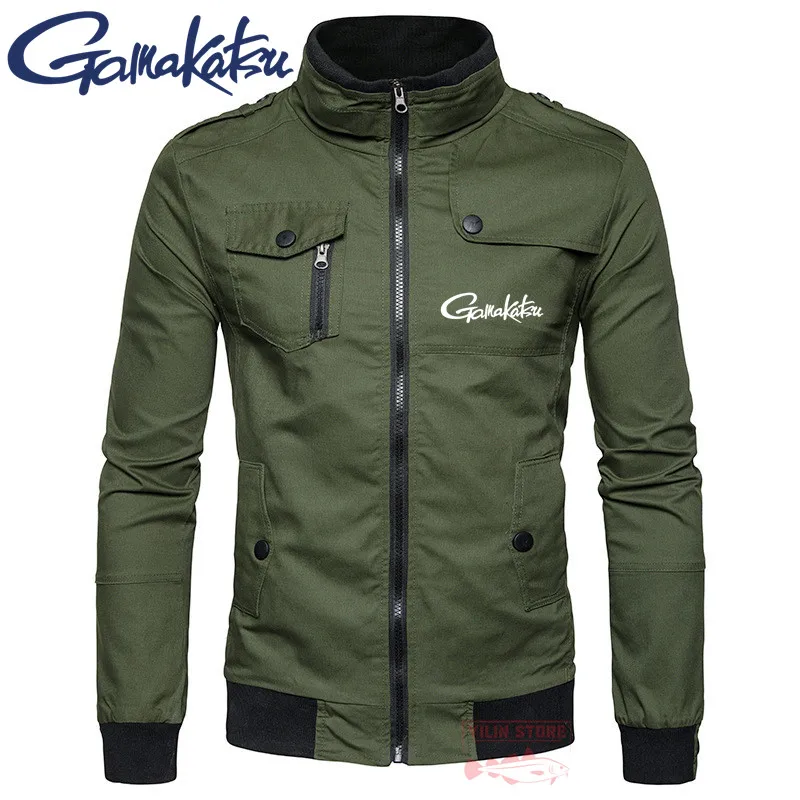 Gamakatsu Spring Autumn Fishing Jacket Zipper Stand Collar Men's Fishing Clothes Hunting Tactics Outdoor Sports Fishing Clothing