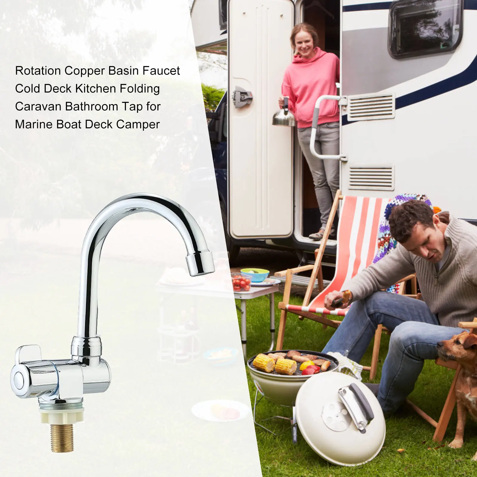 

Goramsay Rotation Copper Basin Faucet Cold Deck Kitchen Folding Caravan Bathroom Tap For Marine Boat Deck Camper
