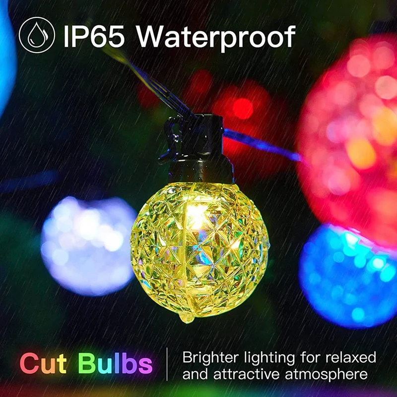 

Outdoor String Lights - G40 Patio Lights With 25 LED Shatterproof Bulbs And Remote, Music Sync And App Controlled 7.5M