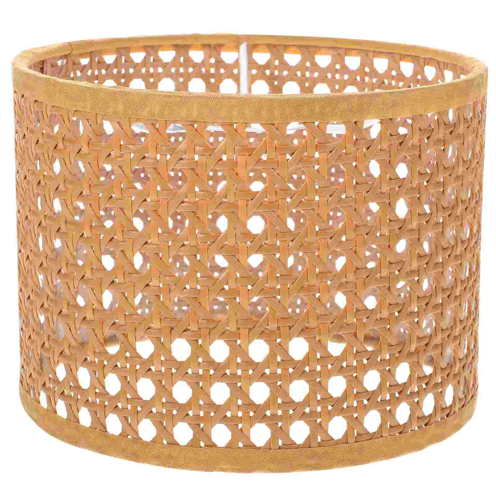 

Vintage Decor Drum Lamp Shades Rattan Woven Lampshade Simple Cover Craft Weaving Light Fixture Pendant