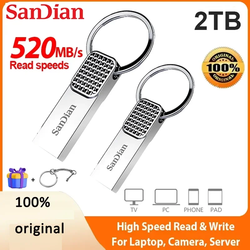 USB-флешка 2 ТБ 1 512 ГБ 256 металлический флэш-накопитель 64 128 3 0 U-диск