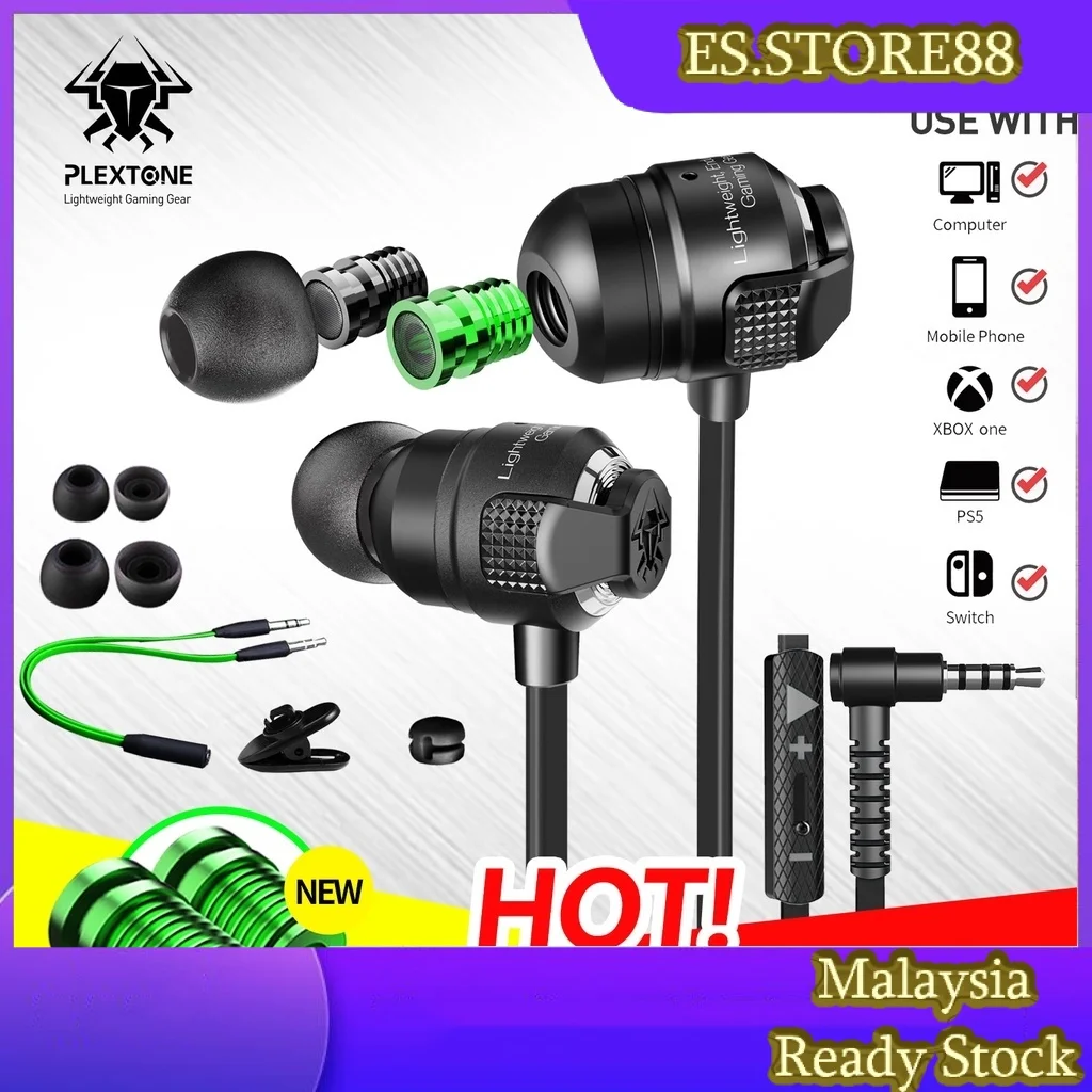 

Original Plextone Gaming Series G23 Bullet Style earphone for PC/HP WITH MIC PUBG MOBILE LEGEND CS GO
