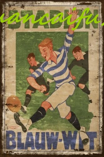 SJKY Vintage Amsterdam Football Blauw Wit Team Реклама печатным на новом металлическом знаке