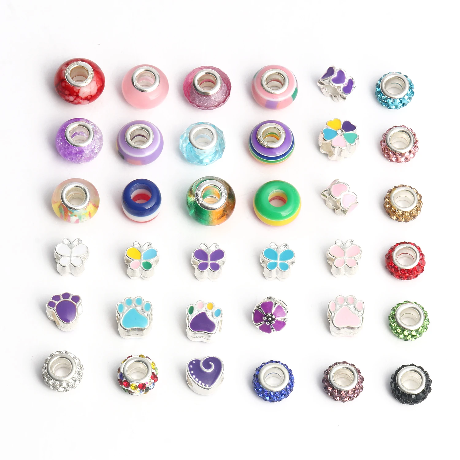 

Multicolor Big Hole Round Rhinestone Crystal Glass Beads Loose Beads For Jewelry Making DIY Bracelet Necklace Crafts Accessories