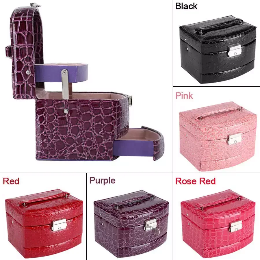

New PU Leather Jewelry Box Packaging Makeup Organizer Storage Boxes Automatic Container Case Box Women Cosmetic Basket
