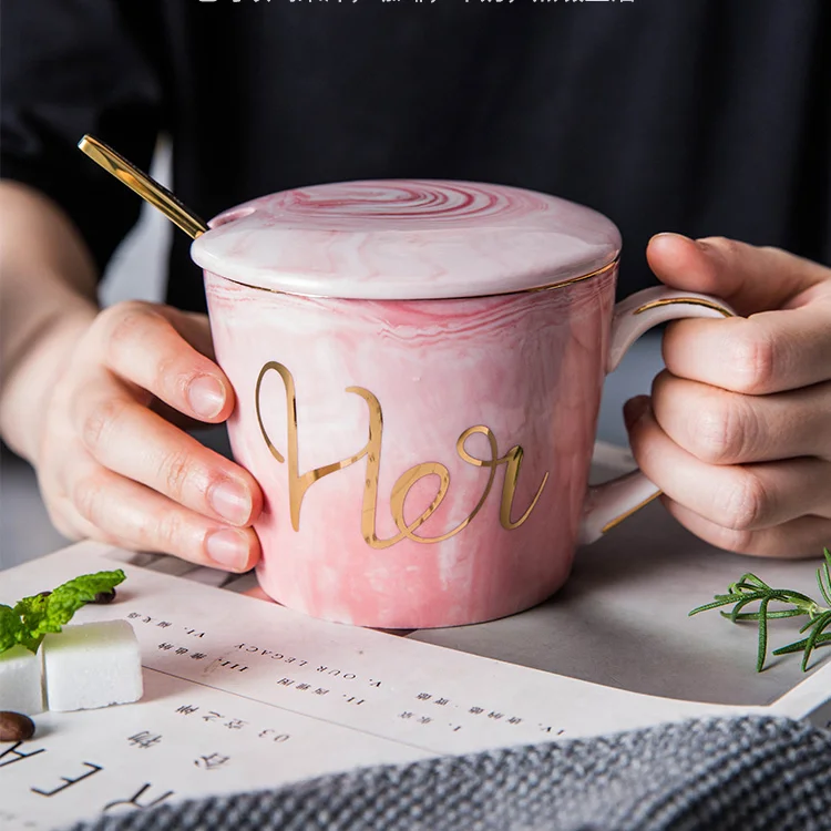 

Modern Luxury Mug Couple Breakfast Creative Kitchen Reusable Travel Gift Mug Home Personnalisable Taza Cafe Coffee Cup DG50M