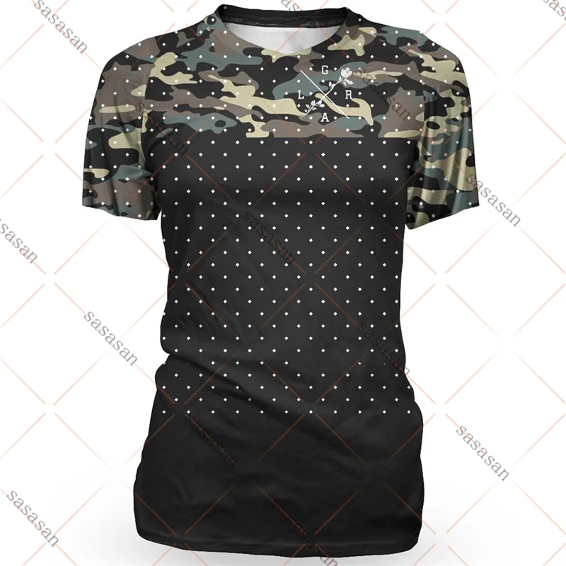 2022 Женская свободная футболка с коротким рукавом для езды на горном велосипеде