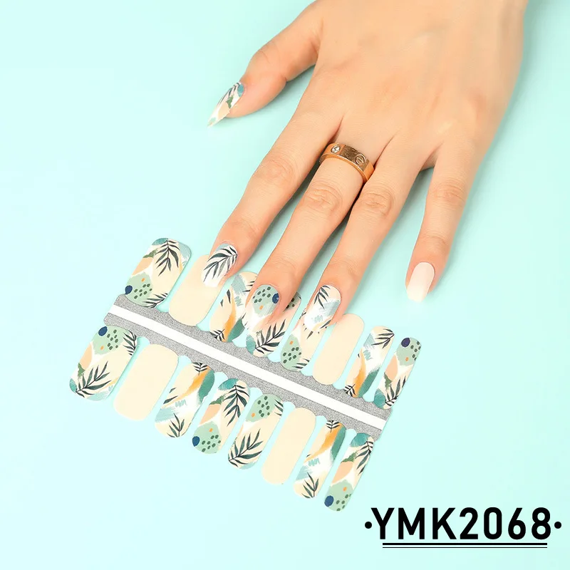 16Tips Beauty Nails Art Sticker Full Cover Adhesive Polish Slider for Mixed Floral Decals Supplies Nail Wraps Manicure for Girls images - 6