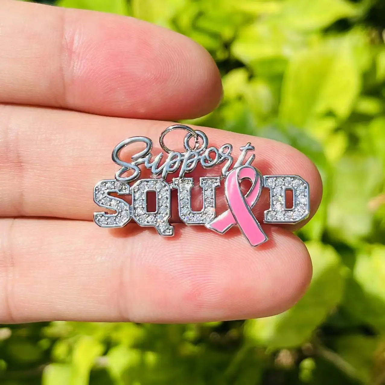 5 шт./лот розовая лента с цирконием поддержка отряд подвески для осведомленности