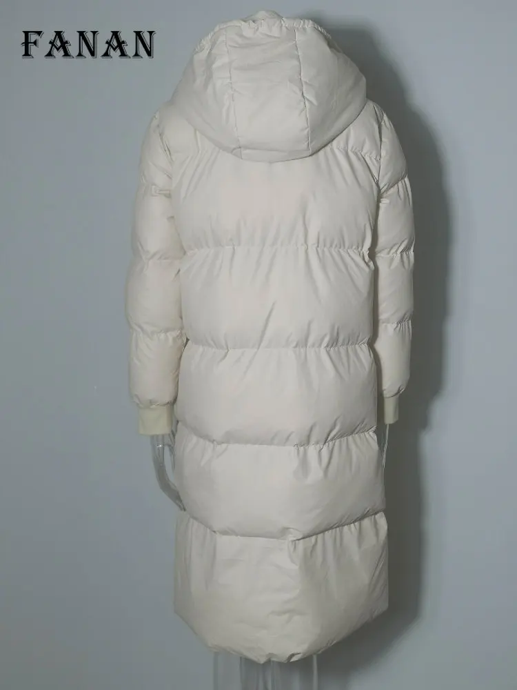 Winter Long Parkas Women Fashion Bubble Puffer Hoohed Jacket Down Coats Warm Thick Solid Casual Female Outwear Overcoat 2022
