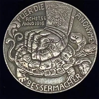 euro coin 1916 giant vs two headed turtle eu europe old original silver plated commemorative coins medal for collection gift