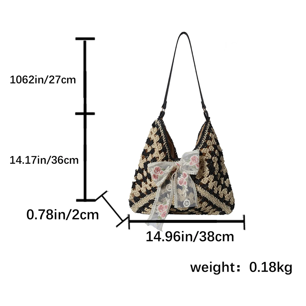 Женская соломенная сумка-тоут повседневная сумка большая вместительная летняя