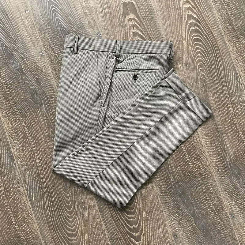 

Vintage Plaid Men's Pants Suit 2023 Spring Fashion Gentleman Office Long Pants Autumn Streetwear Casual Trousers for Male P315