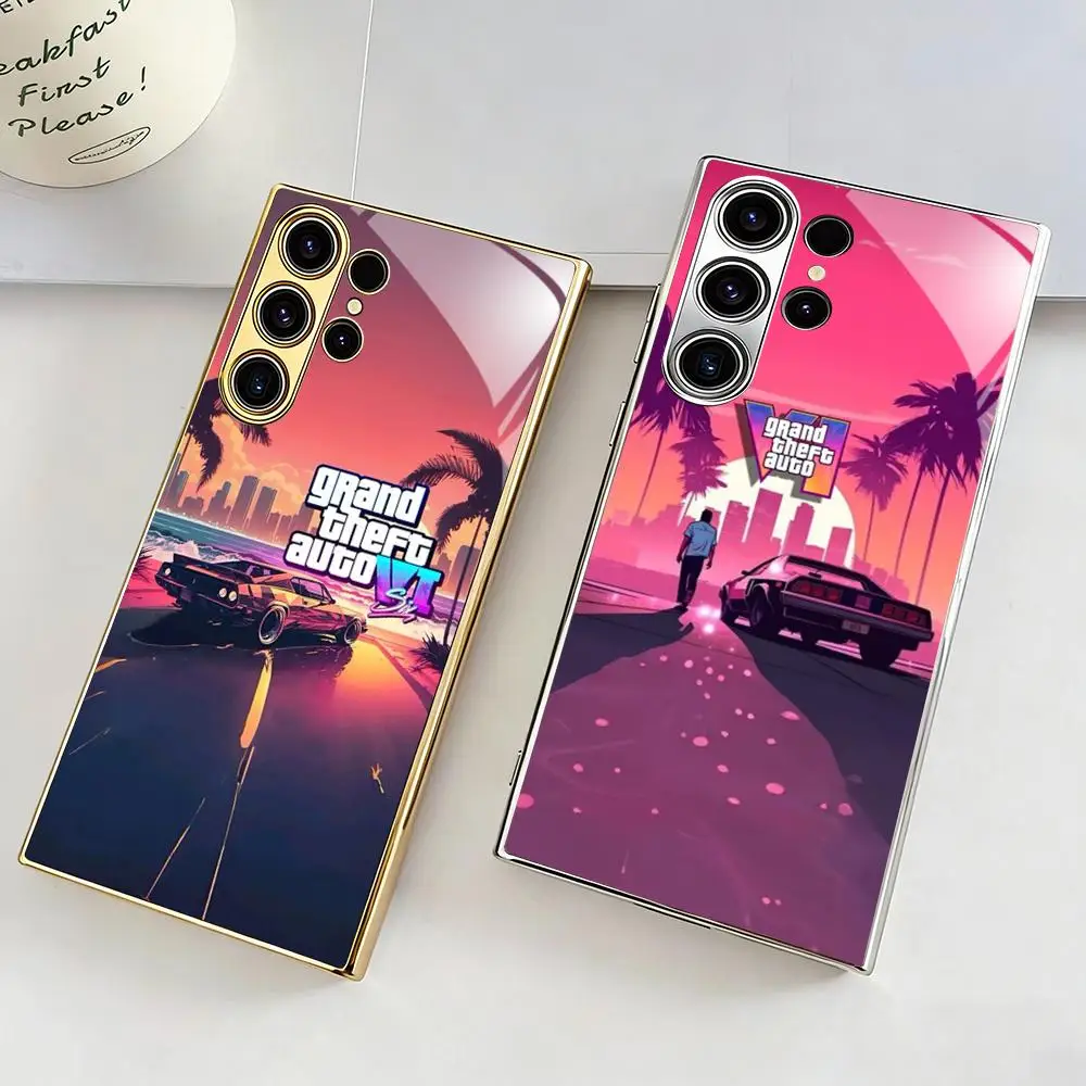 Фото Горячая новинка: Чехол для телефона G-GTA 5 R-Star для Samsung S26 S25 S24 S23 S22 S21 Plus Ultra FE Edge, гальванизированное стекло №5