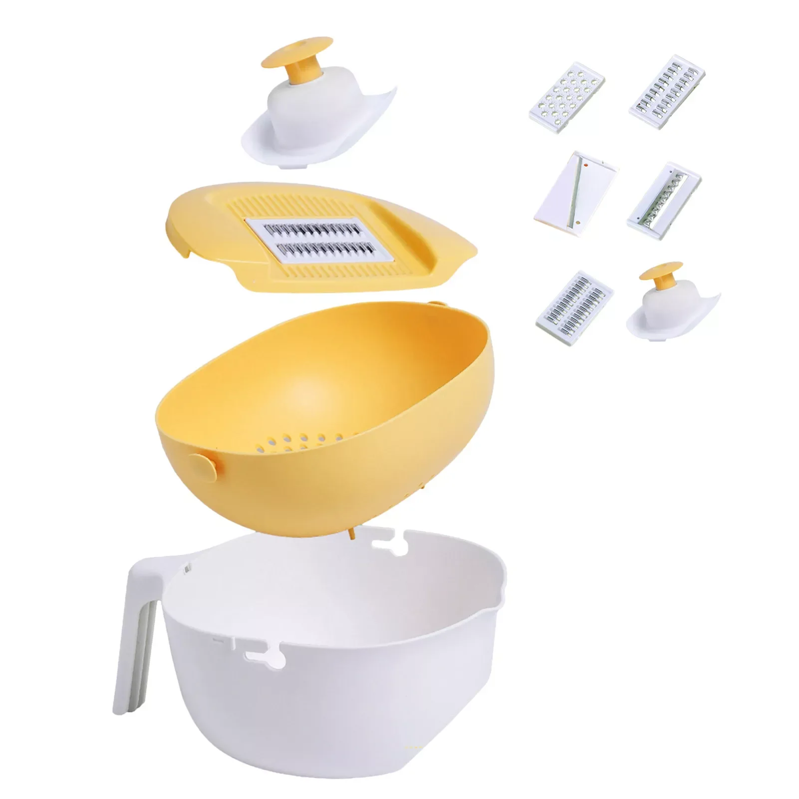 

NEW IN 5 In 1 Vegetable Chopper Potato Chip Slicer With Drainer Basket Container Stainless Steel Blades Kitchen Chopping Grater