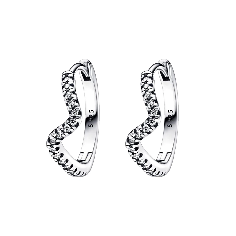 Pandora Rotterdam-Boucles d'oreilles créoles Wave pour femme, Argent Chim925, Accessoires originaux, Niche, Mode, Bijoux, Cadeau 2