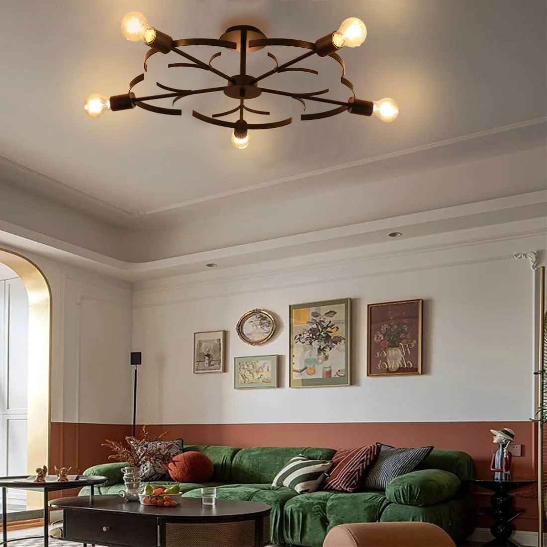 Винтажный потолочный светильник в фермерском стиле большой потолок