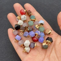 3pcsbag natural stone faceted pendants geometric necklaces jewelry making diy charm jewelry beading fashion accessories
