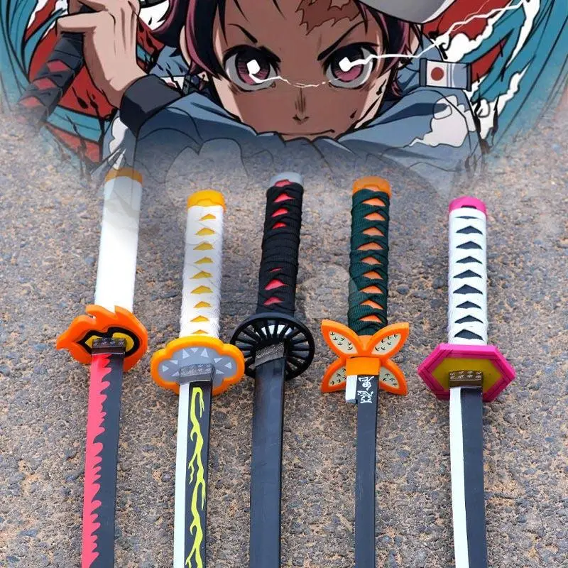 

255mm Demon Slayer Sword Katana Swords Demon Slayer Cosplay Metal Props No Cutting Edge Weapon Anime Battle Ready Bedroom Decor