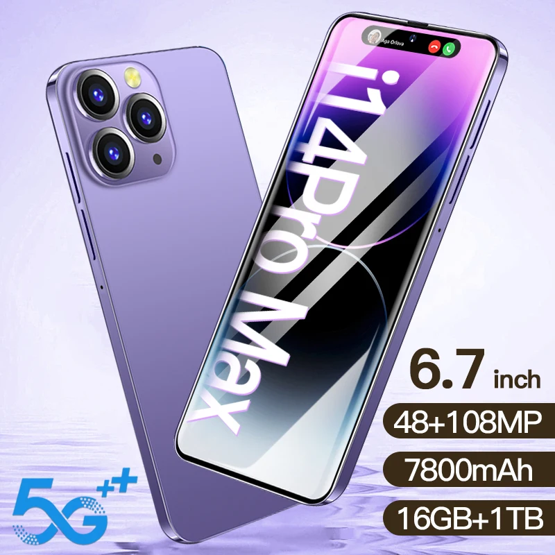 

New14proMax Smartphones 6.7inch 16GB+1TB 5G Mobile Phones Unlocked 7800mAh Global Version 4G 5G Android 13 Cell Phone