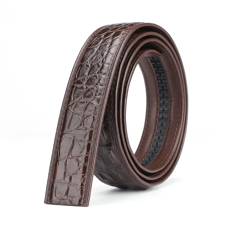 Мужской ремень из натуральной крокодиловой кожи черный/коричневый деловой