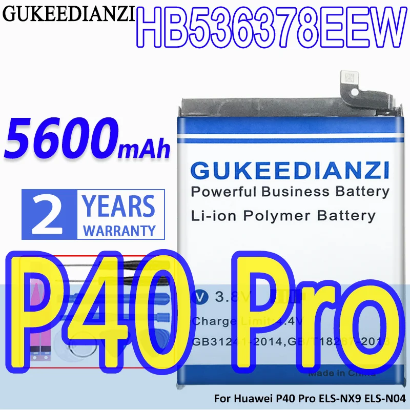

High Capacity GUKEEDIANZI Battery HB525777EEW HB536378EEW 5600mAh For Huawei P40 Pro P40Pro ELS-NX9 ELS-N04 P40