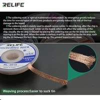 relife desoldering wire wick 1 52 02 53 03 5mm suction tin desoldering wick solder braid wire for pcb remove welding tool