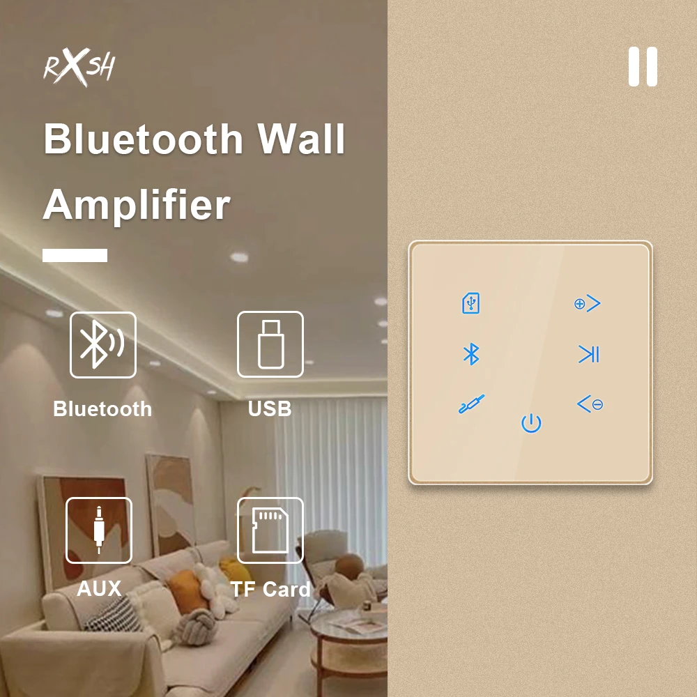 

2 Channel Bluetooth Wall Amplifier Stereo Audio Center HiFi Sound Touch Button 4-8Ohm 40W Home Theater System Mini Amplificador