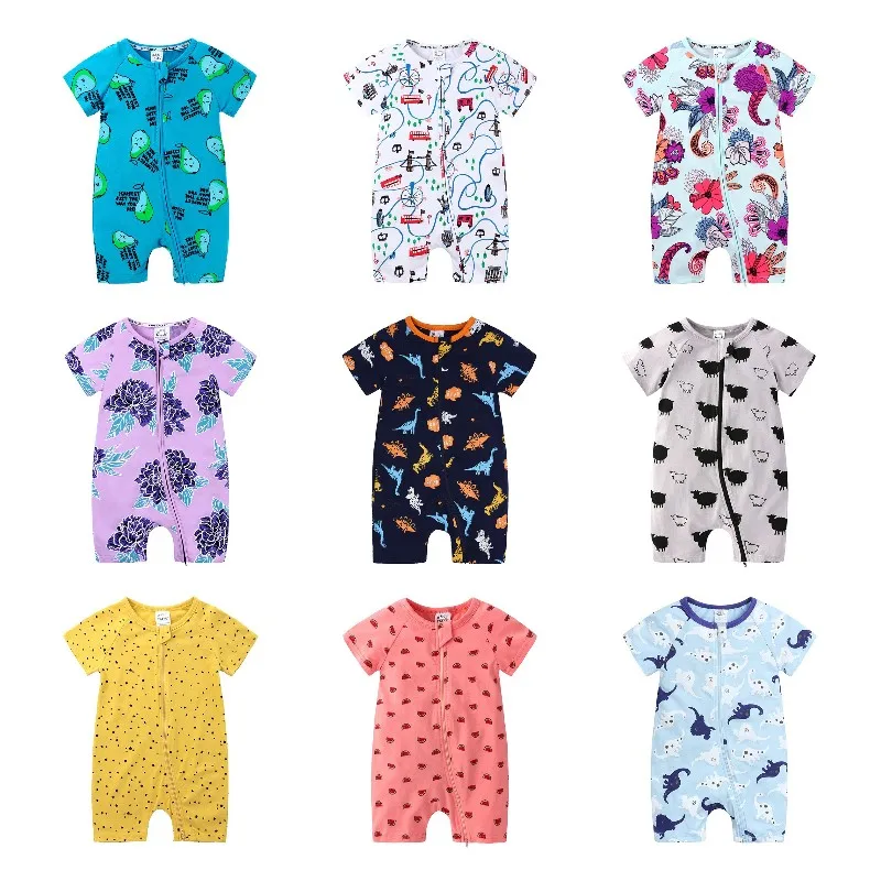 

Детский хлопковый комбинезон с коротким рукавом, с круглым вырезом