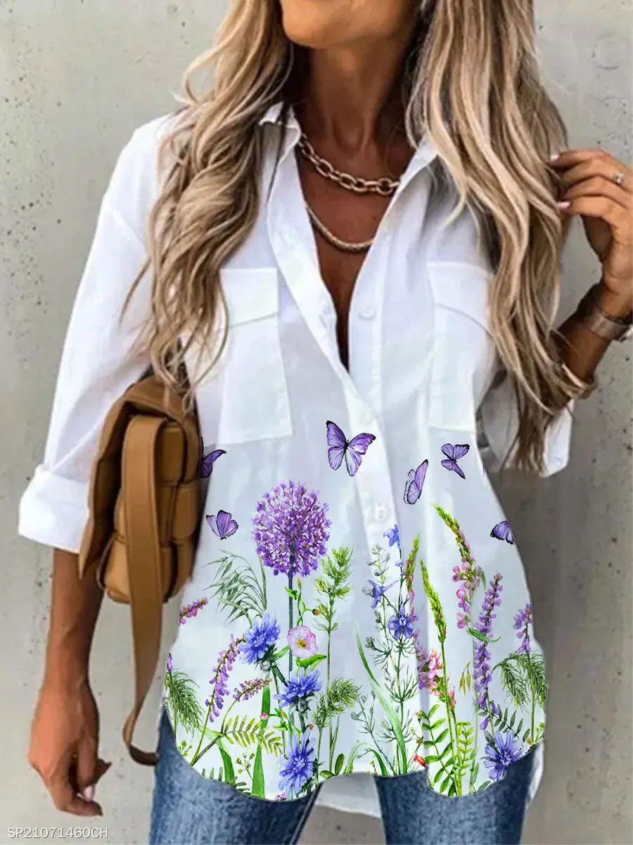 Весенне-осенняя женская рубашка свободного покроя с длинным рукавом - купить по