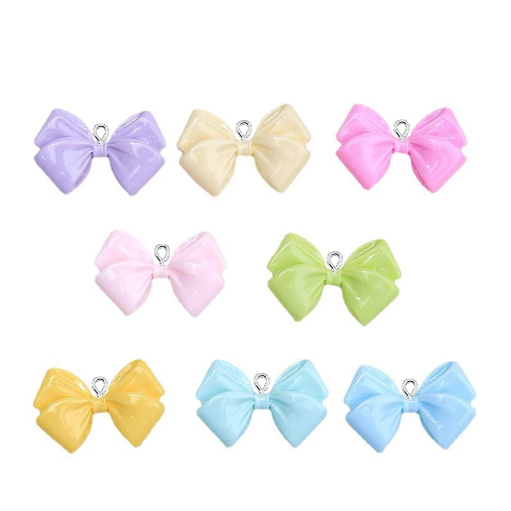 10 шт. блестящие разноцветные Подвески 33x23 мм в виде банта с плоской задней