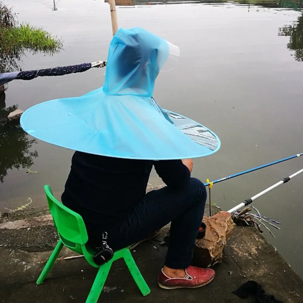 Ношенный на голову плащ PEVA рыболовная шапка зонтик водонепроницаемая для