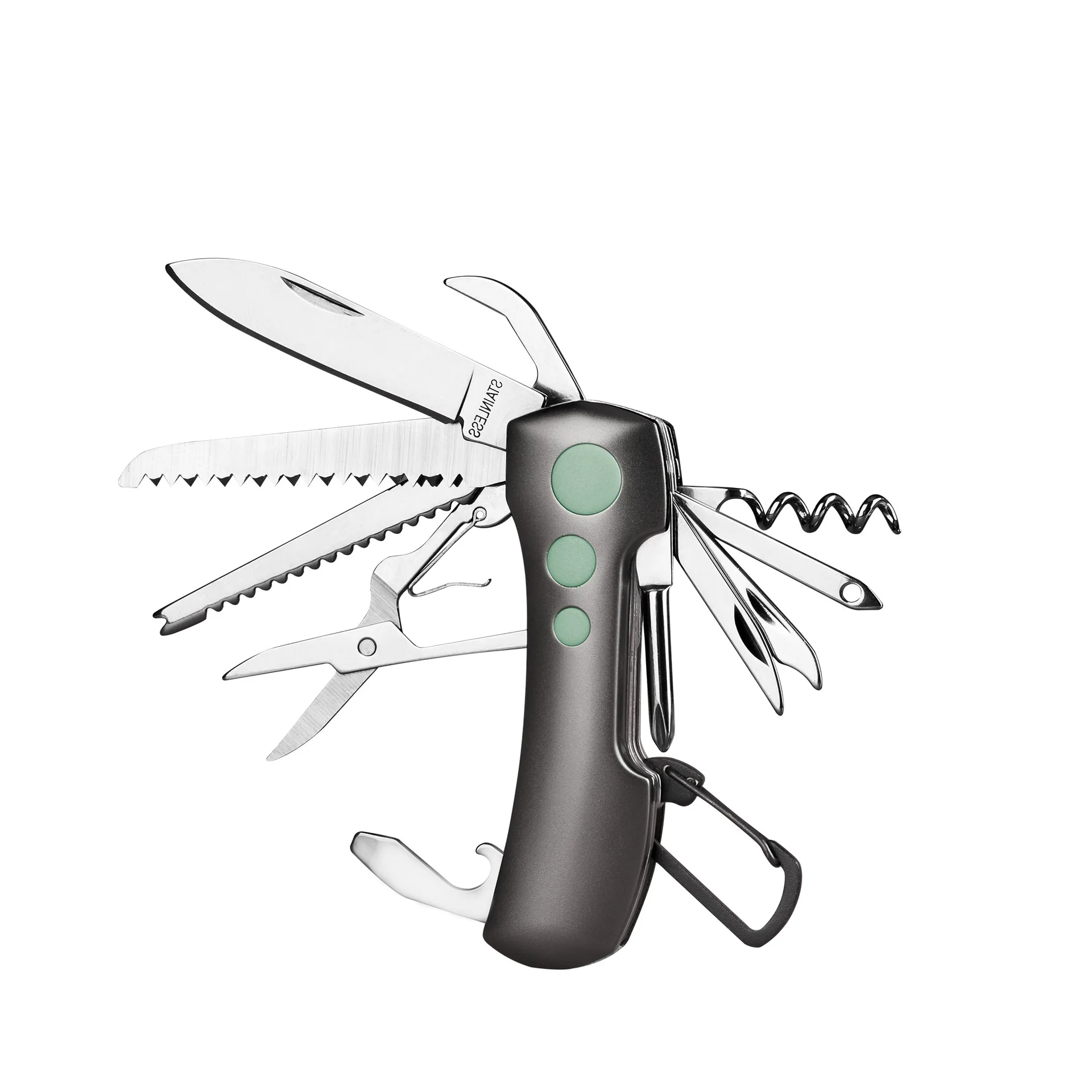 

EDC Outdoor Multitool Folding Portable Pocket Swiss Army Knife With Climbing Button Carabiner Home Emergency Repair Tool