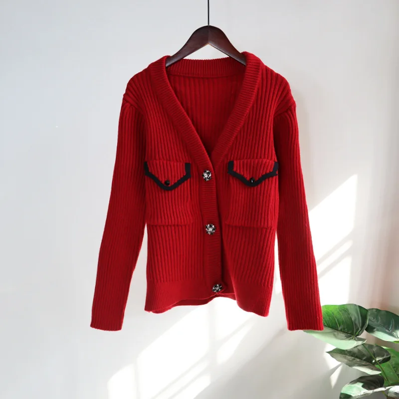 

Cardigans Autumn and winter 2023 new Korean solid loose knitted cardigan feminine temperament design sweater coat fashion tops