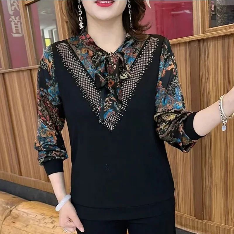 Женская шифоновая рубашка в стиле ретро свободная офисная блузка большого