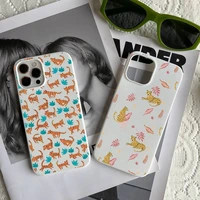 leopard animal cartoon phone case candy color for iphone 6 7 8 11 12 13 s mini pro x xs xr max plus