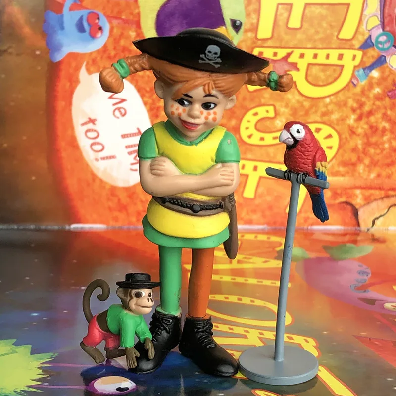 

9-15cm Cartoon Pippi Longstocking horse Action Figures Dolls PVC sweden Boken om Pippi Langstrump collection toy