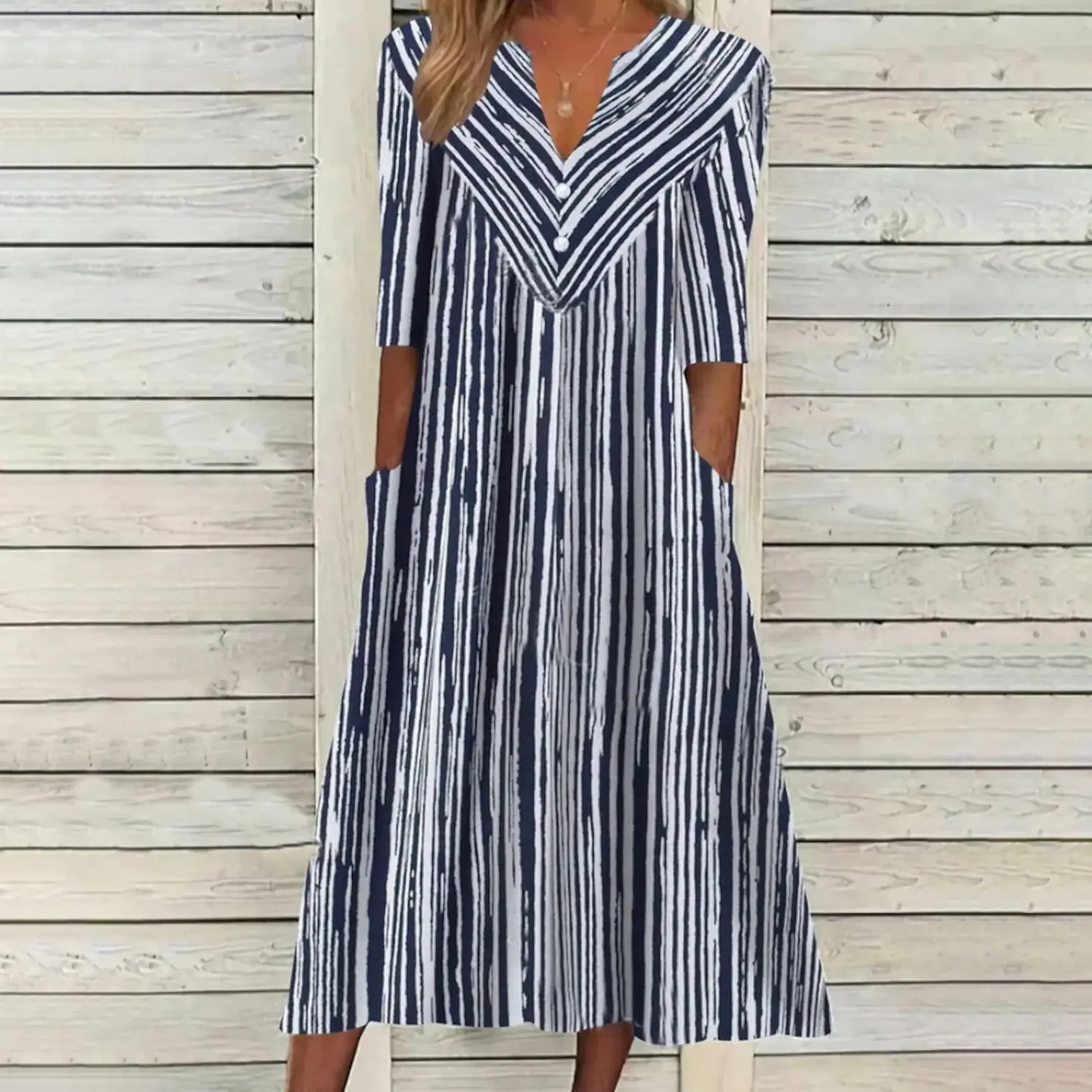 

Casual elegant slim sexy new dress,Elegant Summer Women Loose Casual Vintage Flower Print Midi Dress V Neck Pocket Short Sl2023