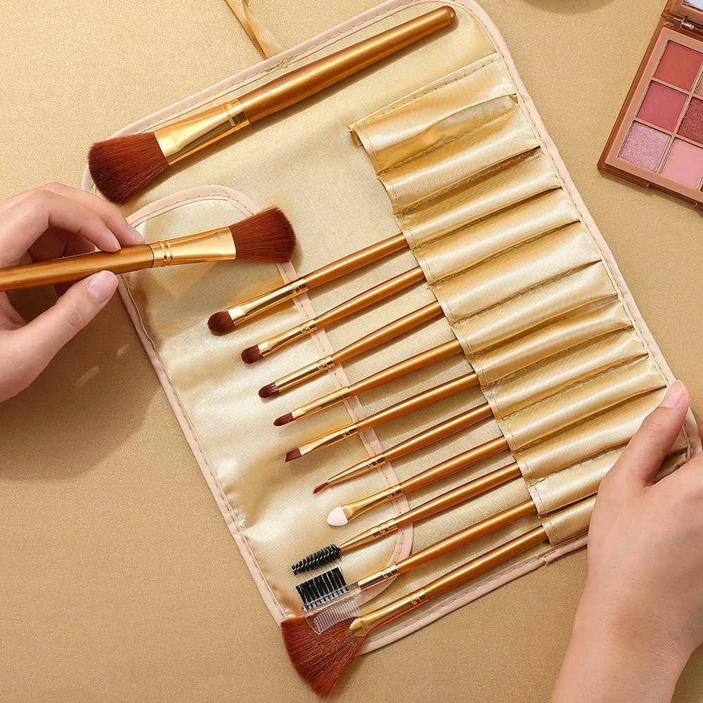 

Gift Bag Of 12PCS Makeup Brush Sets Professional Cosmetics Brushes Eyeshadow Eyeliner Eyelash Eyebrow Brush Beauty Tools