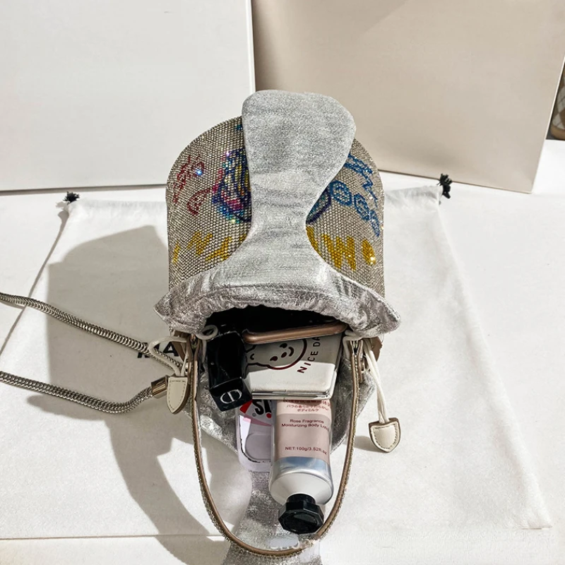 Fashion Rhinestone Handbags for Women 2023 Designer Luxury Sac a main Femme Sparkle Mini Bucket Shoulder Ladies Hand Bags