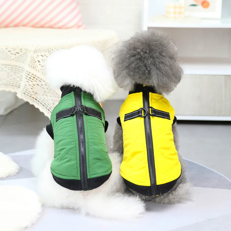 

Pet Dog Clothes Autumn and Winter New Style Traction Pull Button Cotton Vest Teddy Small Dog Pet