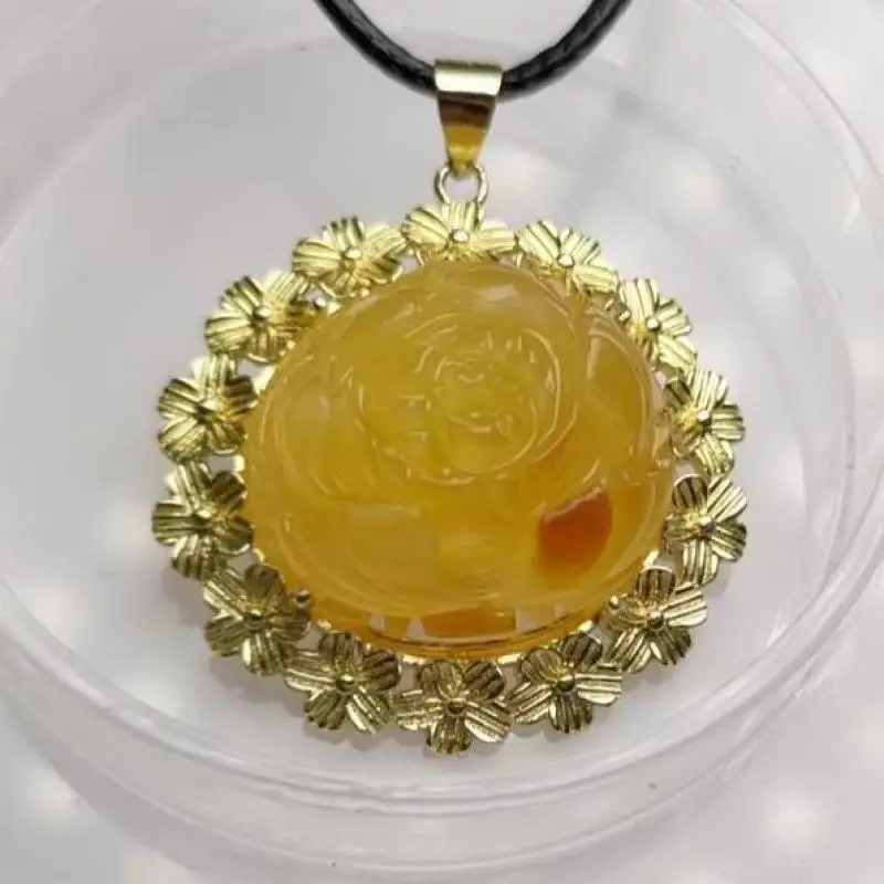 

Женское ожерелье с подвеской из натурального янтарного цветка, 100%